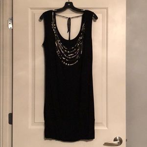 NWOT BCBG black dress with silver embellishments